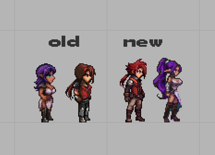 RiviosGames's tweet photo. Updated character sprites for Reo and Estevaila, for an upcoming western fantasy RPG on steam #indiegame #indiedev https://t.co/7P4LMIREwH