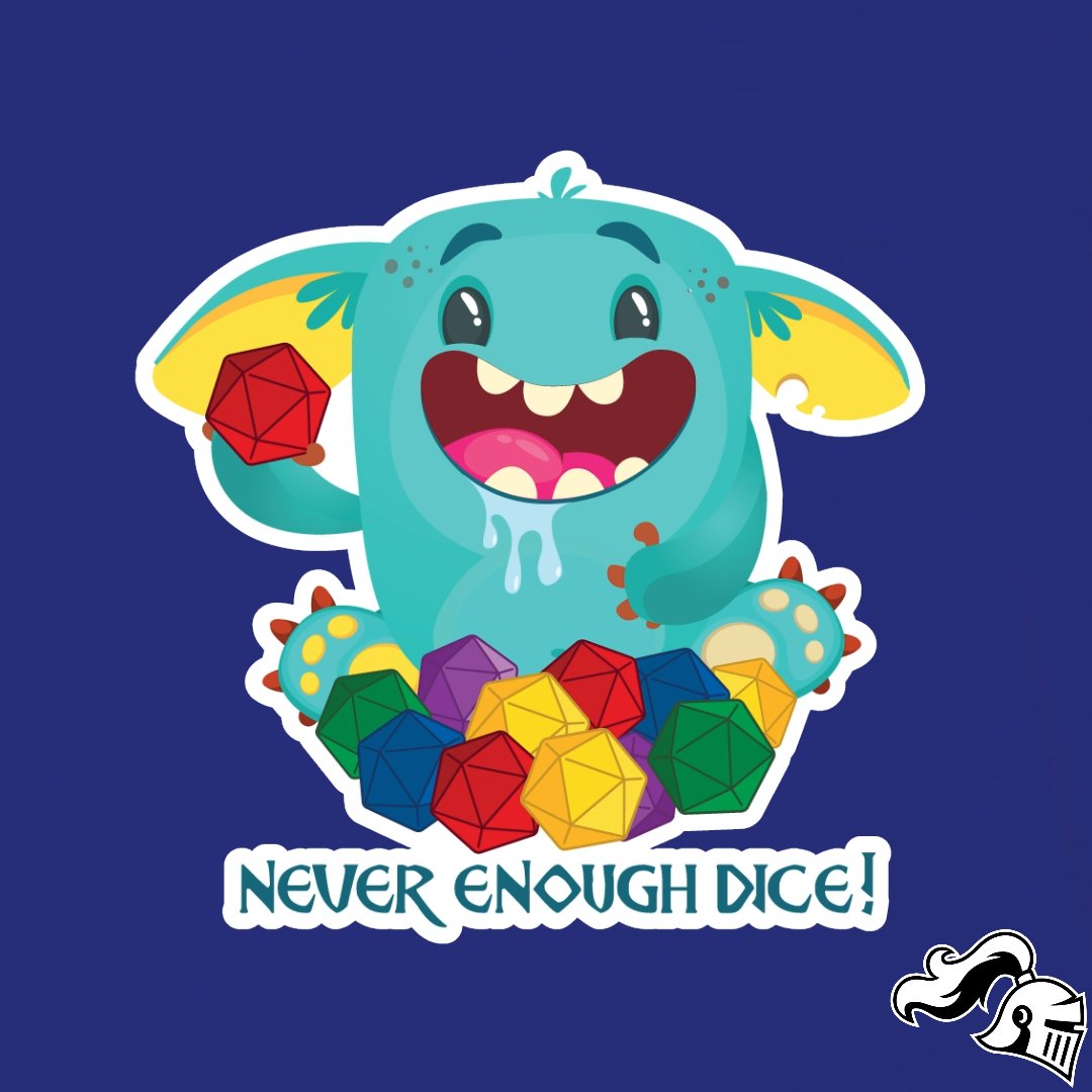 GameKnightShop's tweet photo. New Design!!
Never Enough Dice!!
Follow us for more new designs.
Available now on our site.
Link in bio.

#gameknightapparel #goblin #dice #dungeonsanddragons #dragon #colorful #new #tee #tshirt #fashion #art #artistsoninstagram #rainbow https://t.co/DOK4EgkEl8