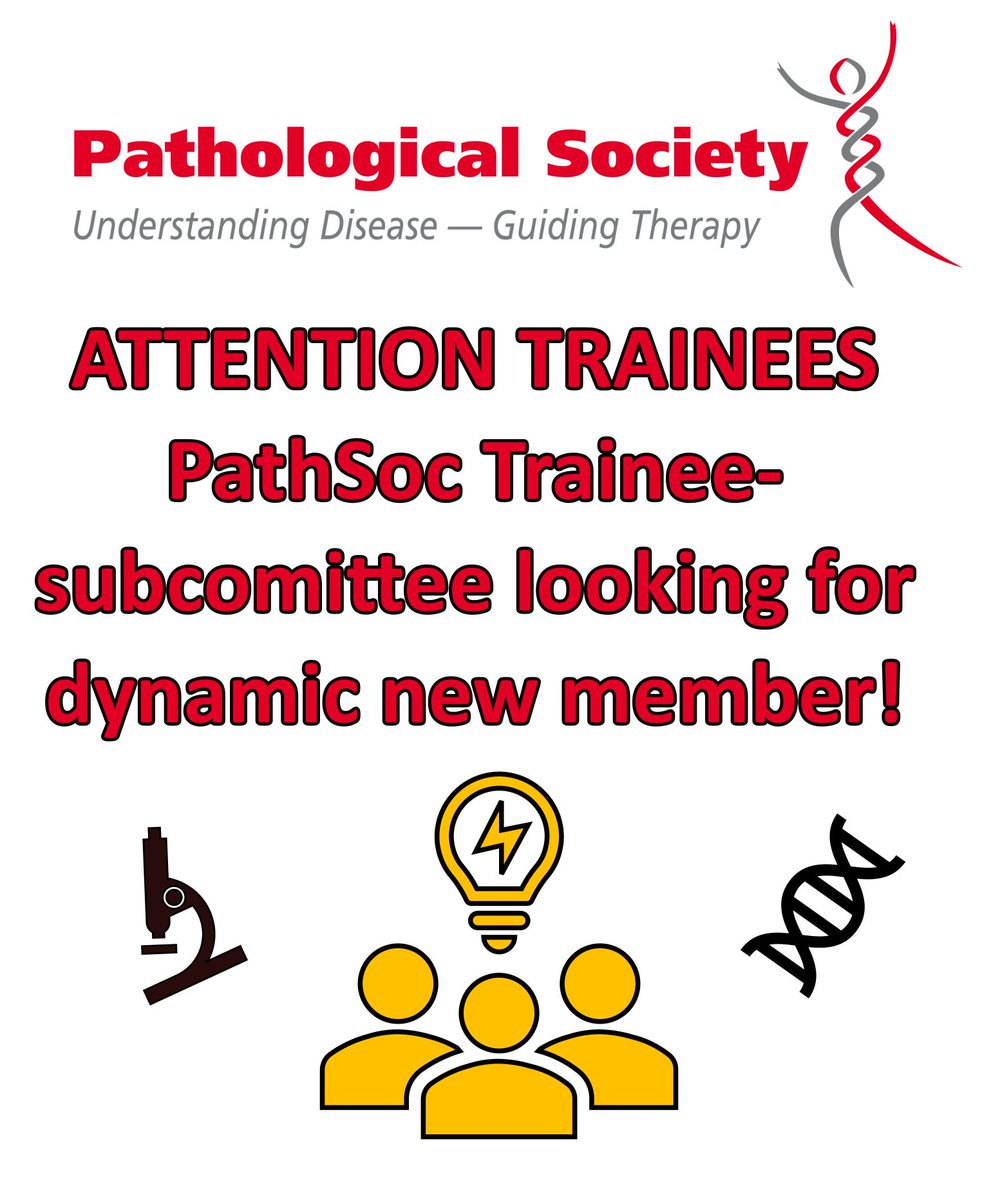 🚨ATTENTION PATH TRAINEES! PathSoc invites applications for a position on the Trainees’ Sub-Committee. Join the TSC to help deliver exciting events and schemes for trainees. See the call for nomination document for more information: shorturl.at/alNW8 🔬