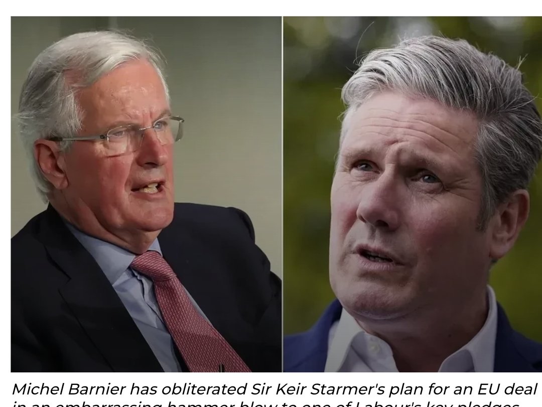 Gl3nny5705's tweet photo. In a recent FT interview Michel Barnier, said he thought Starmer was “a European like me”. But Barnier made it pretty clear, politely, that Starmer’s present position – remaining outside the single market and customs union – "was not good enough”
Starmer must go!
#NoLabConDuopoly https://t.co/4N6IqNlomW