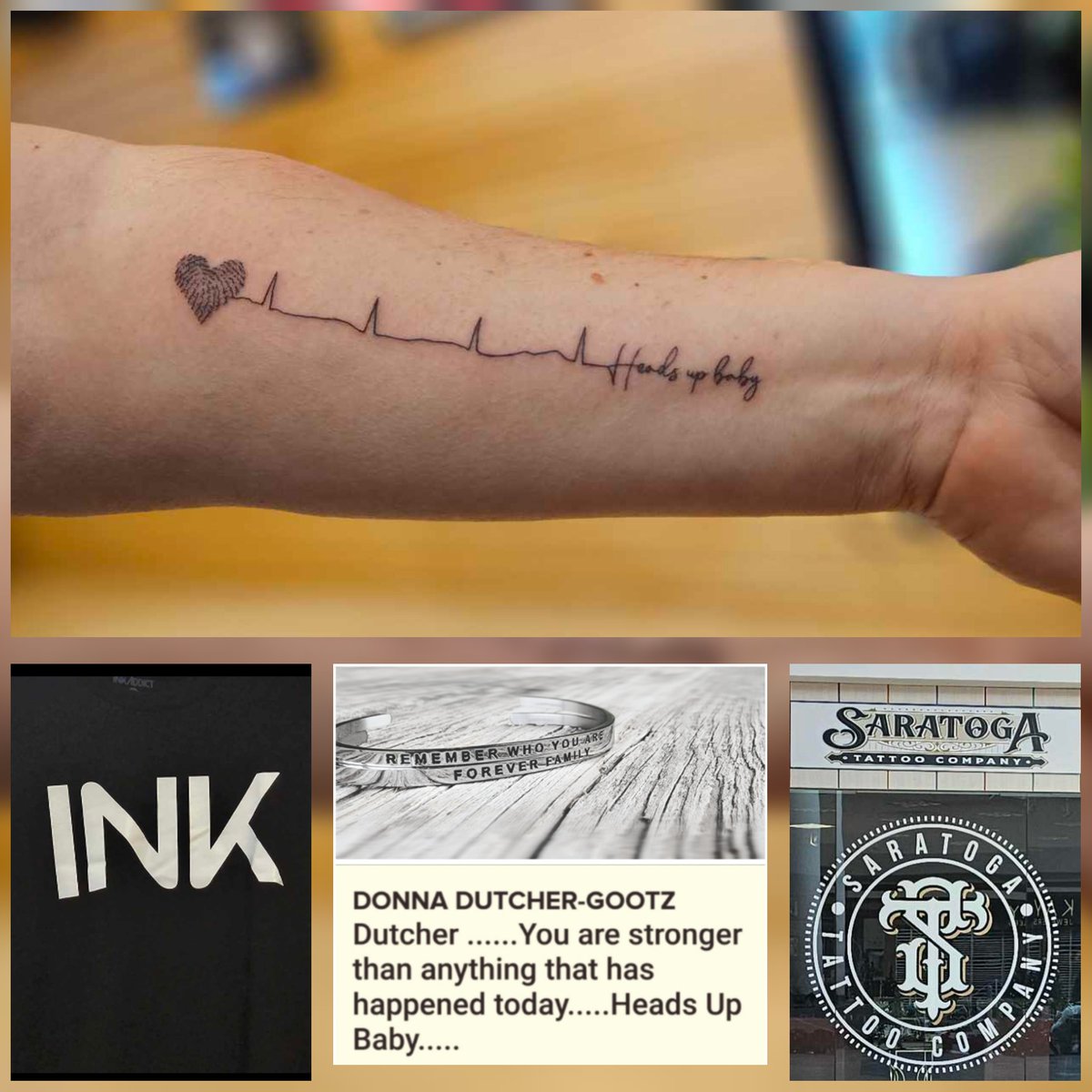 SelenaDutcher74's tweet photo. Today, ink was put to skin. Thank you to @eragazzo for creating the design and @littledarlingtattoos for flawlessly adding it to my forearm! Forever with me...Dutch's fingerprint and mom's last heartbeat.
❤️❤️❤️ #tattoo #MommaD #Dutch #headsupbaby https://t.co/RKQB03FlB0
