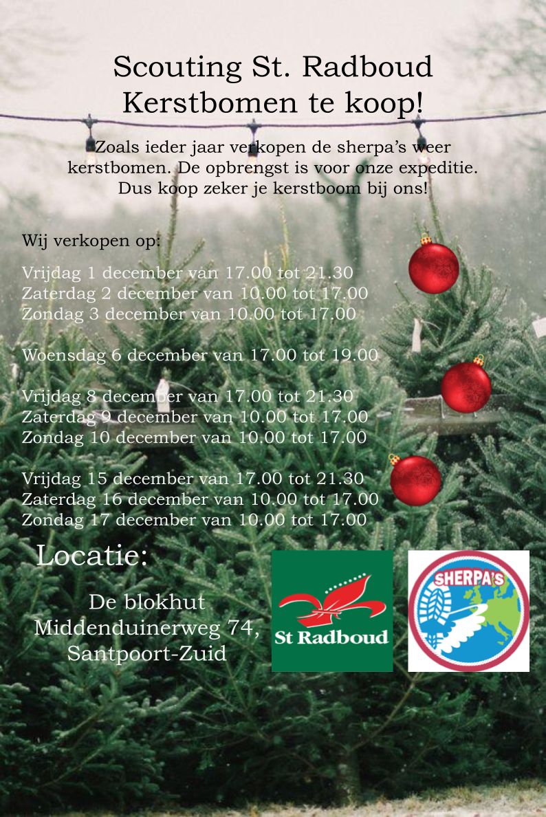 De sherpa’s hebben vandaag de kerstbomen opgehaald. Vanaf vrijdag start de verkoop. Check op onze poster de tijden wanneer we aanwezig zijn. 🌲De opbrengst van de kerstbomen steken wij in de expeditie die wij gaan maken in het buitenland 🎒 🥾 🏔️