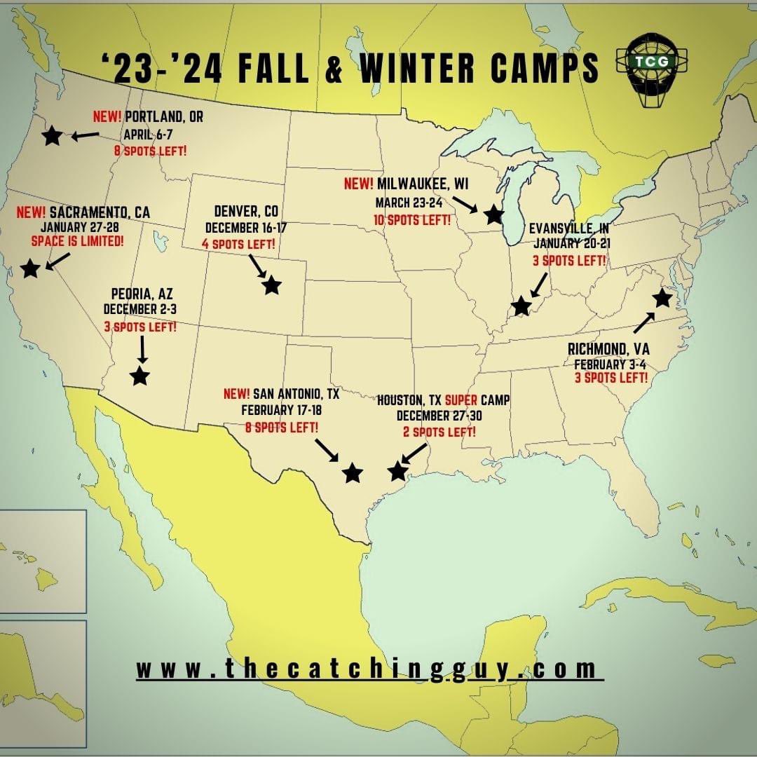 Where will I be in the upcoming months? Comment with the camp location name and I’ll get you what you need. #thelifeofacatcher #catcherscamp