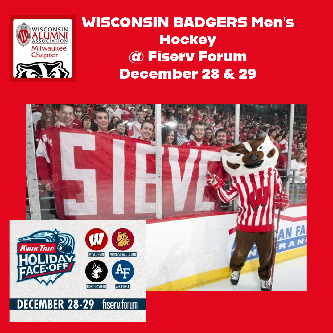 mkebadgers's tweet photo. ONLY a month away!  Join Bucky, Badger Alum and fans in MKE to cheer on the BADGERS Dec 28 &amp; 29. 
Save on discounted tickets (2 games per day) https://t.co/MfVmUz1zOS
            🦡🦡🦡🦡🏒🏒🏒🏒
#wisconsinalumni #OnWisconsin #badgerhockey #uwbadgers #mkebadgers #uwalumnimke https://t.co/A8e6X7ISVw