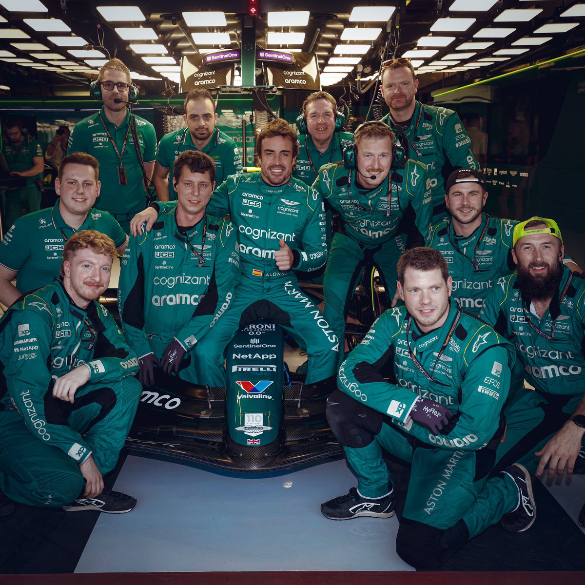 alo_oficial's tweet photo. Good race to finish the season on a high. Thank you team for a 2023 that I will always remember. Thank you for everything @AstonMartinF1 🙏 #f1 #abudhabi #astonMartin https://t.co/Uxih1LGgIG