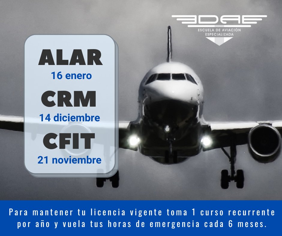 Transponder1200's tweet photo. Inscríbete a los nuevos cursos que #EDAE Escuela de Aviación 🇲🇽, tiene para ti. 👩✈️¡Mantén tu licencia 🪪!🧑✈️
https://t.co/ularXCmwXp 🌐
📍📲Campus Querétaro: (442) 370 3430
📍📲Campus CDMX: (56) 3558 1086
📍📲Campus Los Mochis: (668) 818 5370 https://t.co/D70bxAQYlt