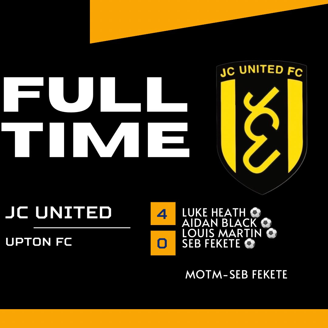 JcUnitedFirst's tweet photo. JC produced a high quality performance today. Four goals scored and another clean sheet. Credit to Upton they continued to battle and work hard for the 90 minutes.

Another great performance from all the boys involved today.

Some team, some squad!

 UptheJC💛🖤 https://t.co/UwituthISS