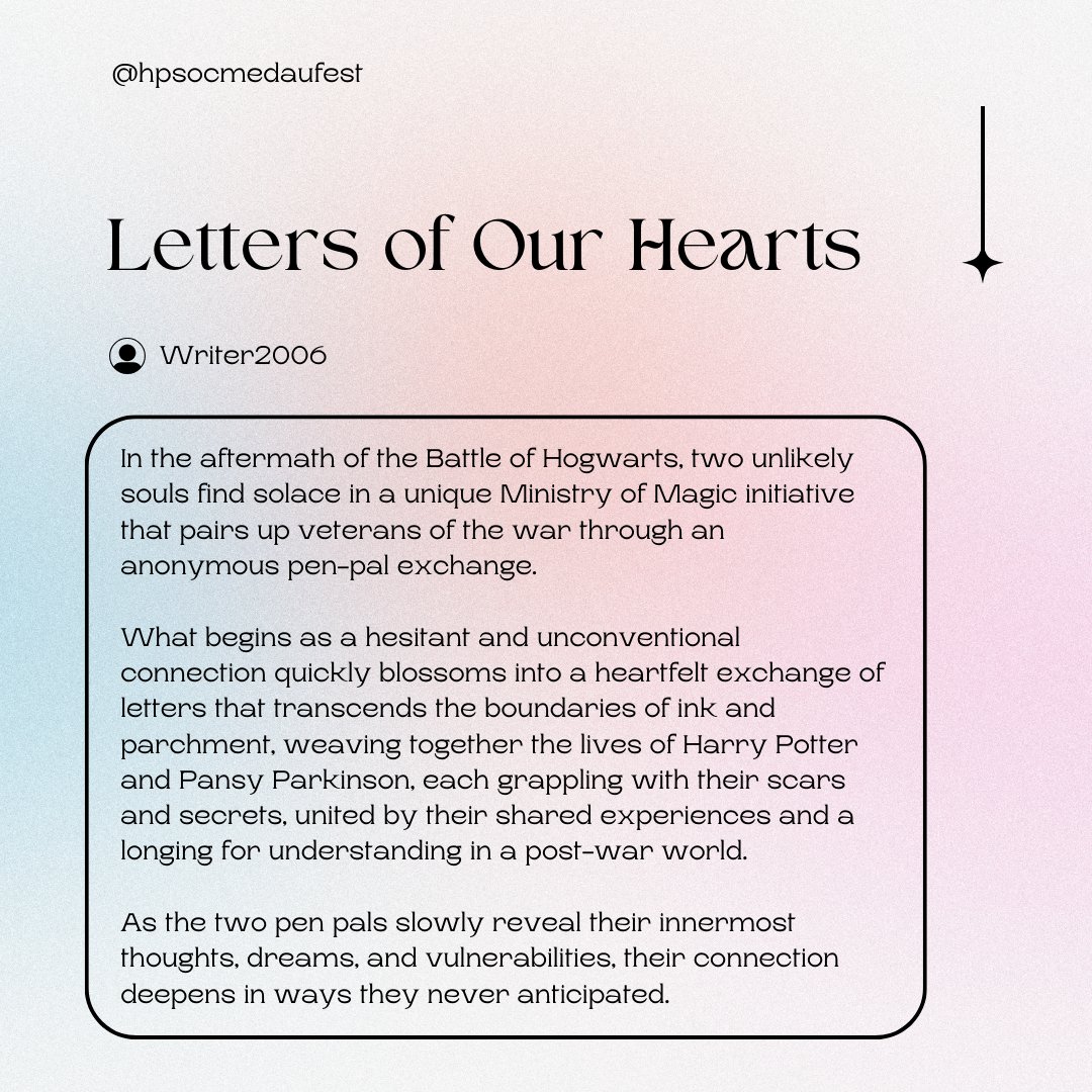⭐️ REVEALS DAY TEN ⭐️

Letters of Our Hearts
by Writer2006

archiveofourown.org/collections/hp…