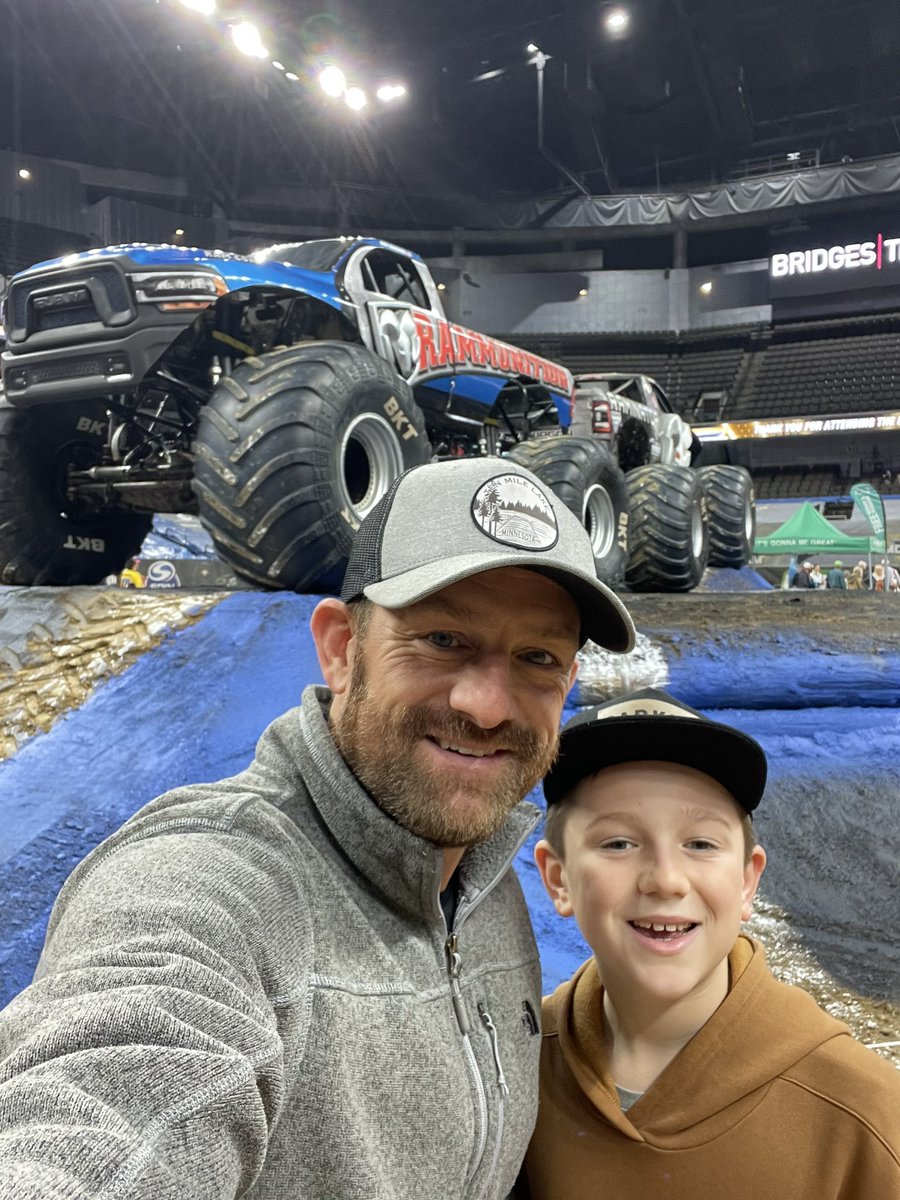 ACslaterMN's tweet photo. Early birthday celebration for this kid. #MonsterJam https://t.co/8yGQ5BiOtn