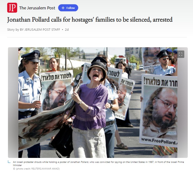 msn.com/en-ca/news/wor… 'In 1987, Pollard was sentenced to life in prison for providing US state secrets to Israel. Throughout his imprisonment, Israeli & American activists lobbied for his release & 30 years later, in 2015, he was released.' #HostageRelease #BringThemAllHome