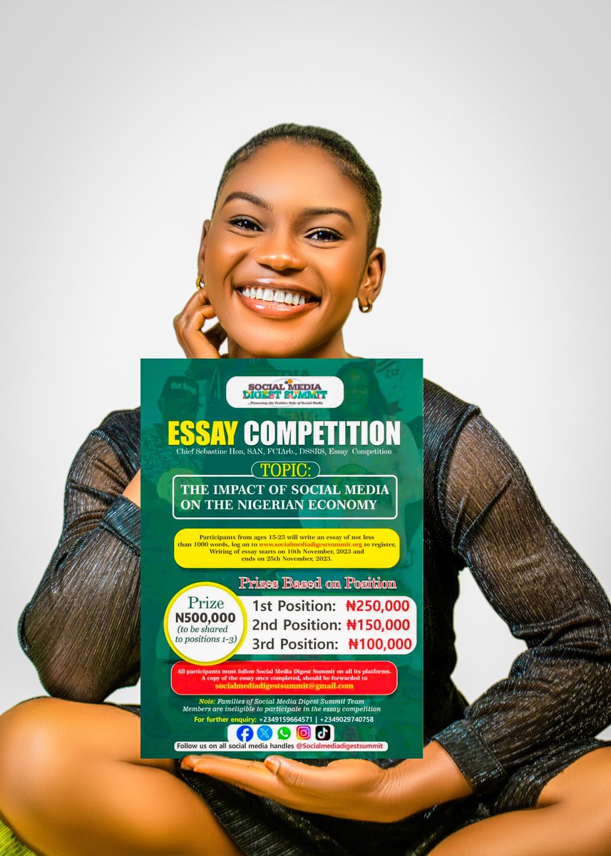 DigestSoci63077's tweet photo. We have come to an end of our essay submission. We received Essays from different parts of the country

7th December 2023, we will meet our winners 

Plan to attend Social Media Digest Summit  Social Media Digest Summit 4th Edition@4 live in Abuja at National Merit House Maitama https://t.co/8ltkOB9lhk