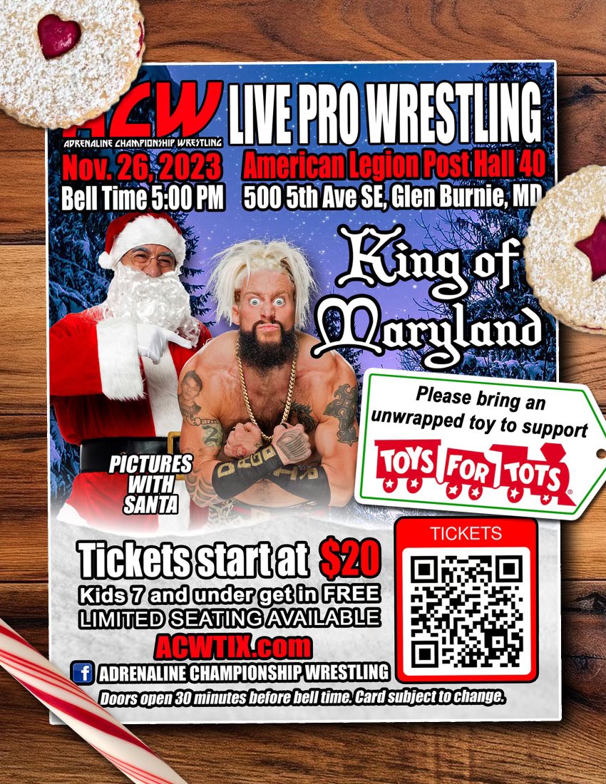 ACW_Pro's tweet photo. Come on out to #GlenBurnie this evening for some #LiveProWrestling as only #ACWPro can present!
The annual #KingOfMaryland tournament commences at 5!
@KINGMcBrideofMD v @BlkOutRUCKUS
@realellsworth v @BLKOUTrobbie
@real1 v @RicoHendrixPro
#TixAvailableAtTheDoor https://t.co/fQv3dwnC1P