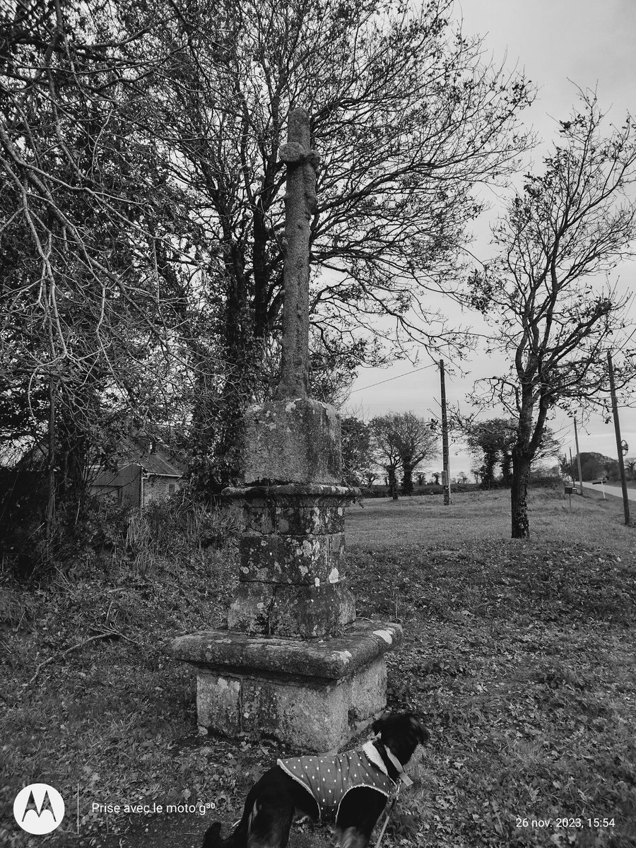 ThiChaplain's tweet photo. En Noir et Blanc ou en Couleur cette croix (ce n'est pas un #Calvaire) est en bordure de route entre #Duault et #Locarn. #Argoat #Bretagne #CôtesdArmor https://t.co/TJTvXnK5j6