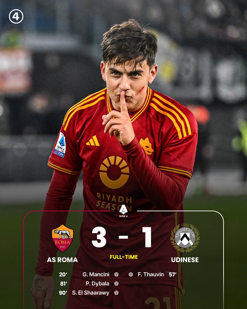 433's tweet photo. Paulo Dybala comes up 𝗖𝗟𝗨𝗧𝗖𝗛 for Roma 🐺🔴 https://t.co/u5zsQvATRL