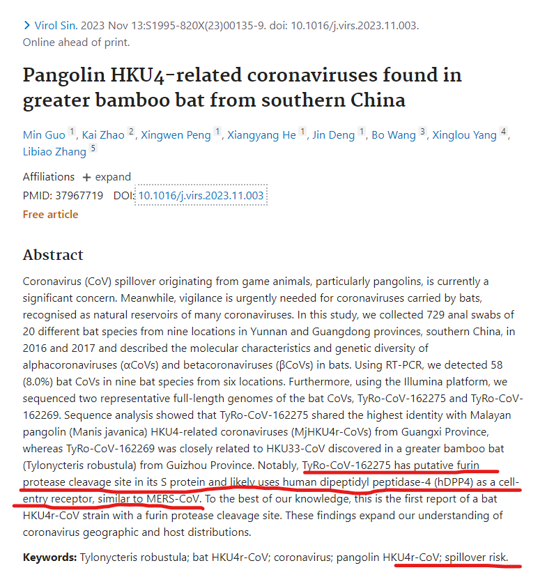 WARNING OF NEW "SPILLOVER RISK": New bat coronavirus found in China with the notorious furin cleavage site that makes Covid so infectious AND shares similar receptors to the highly fatal MERS Coronavirus...

As China surges with 'everything other than a new coronavirus'...