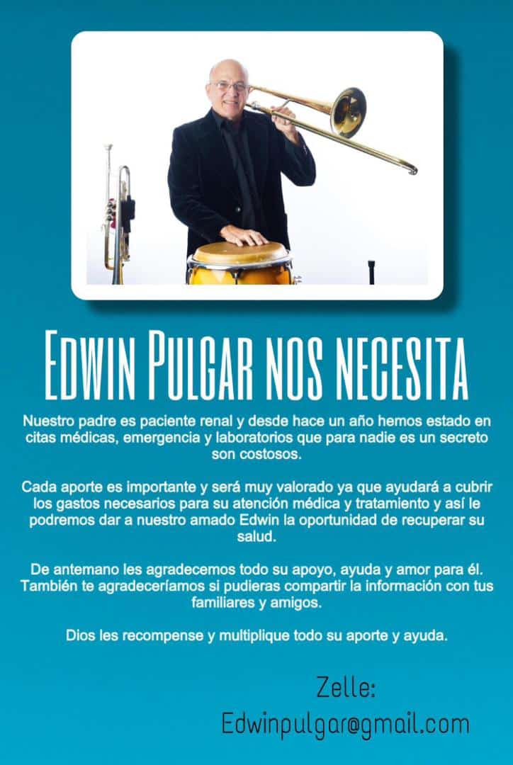 Ayudemos al maestro Edwin, uno de los mejores músicos de Venezuela, además de ser una gran persona y amigo. Dios lo proteja.