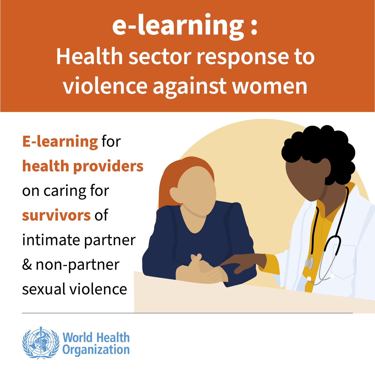 Are you a health worker? For #16Days, sign up to build your knowledge and skills to care for survivors of #VAWG #GBV .  👉 NEW @WHO open access eLearning: vawhealthresponse.org