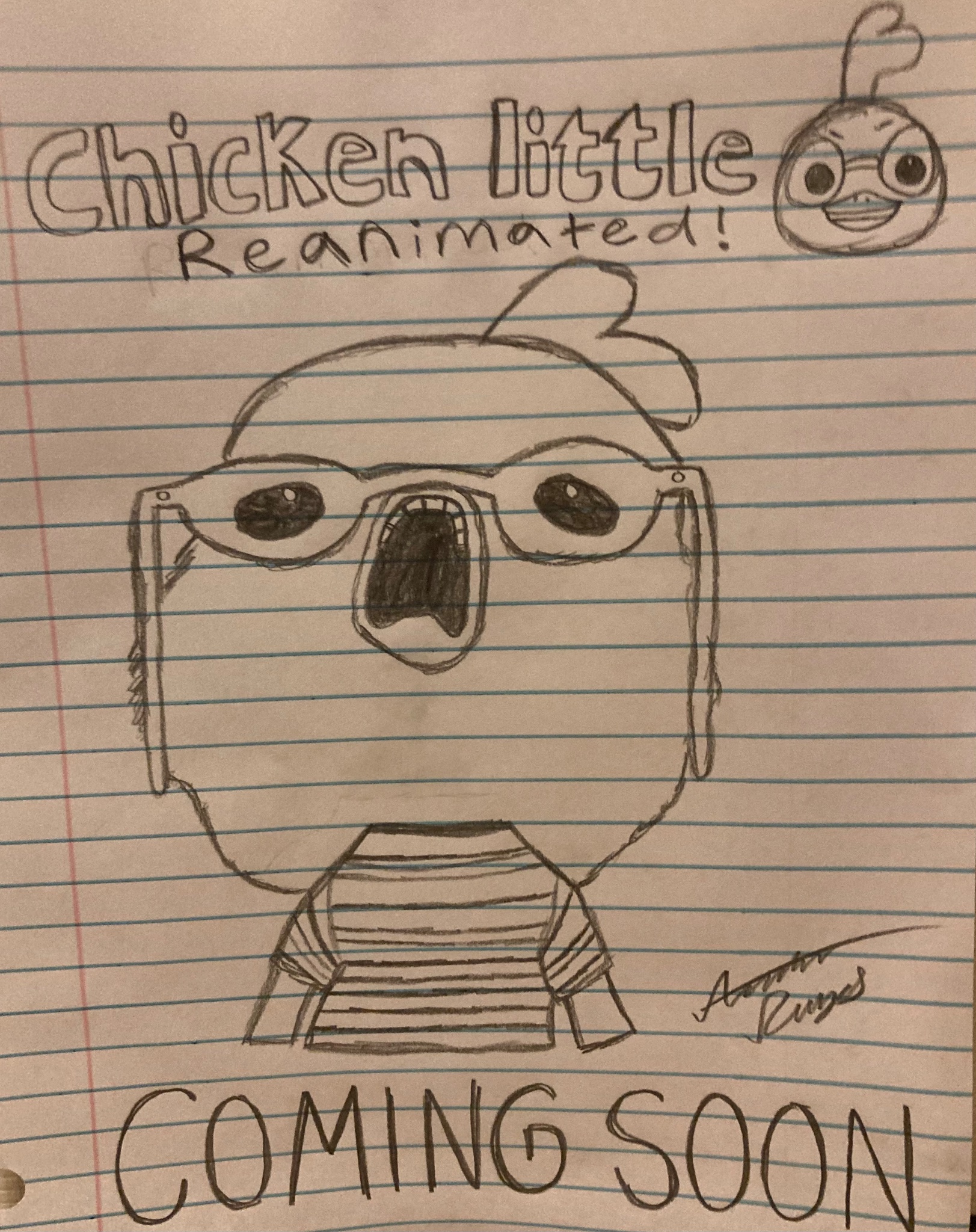 Poster Chicken Little Drawing Anime Child Walt Disney Chick 47 3/16x63in |  eBay