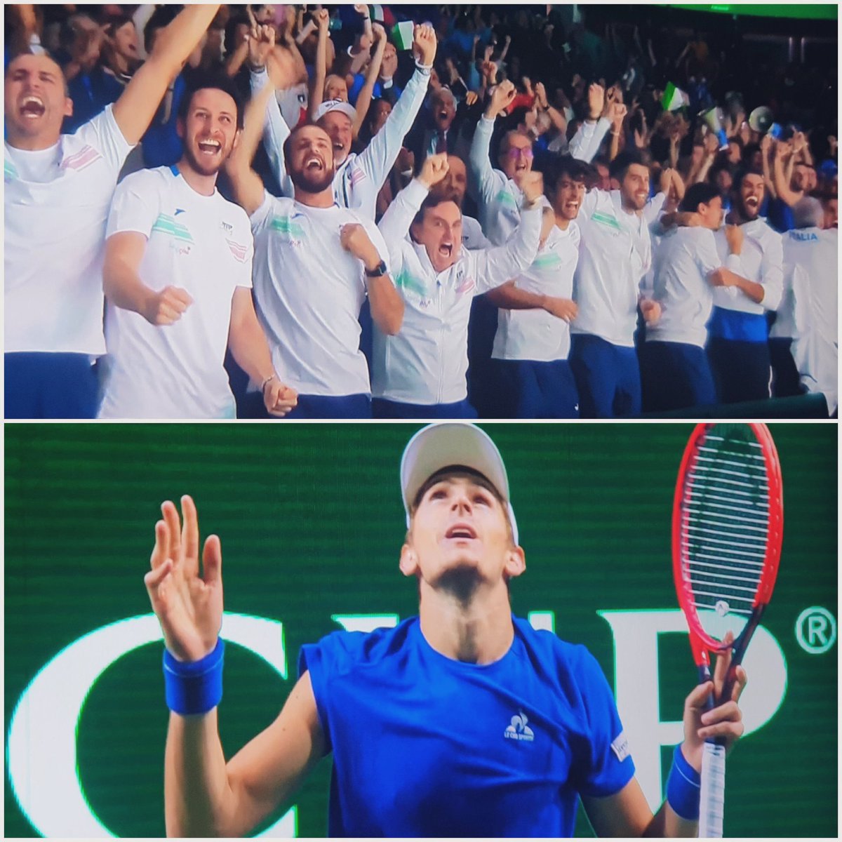 stefanomeloni12's tweet photo. Siamo tornati lassù, sulla cima 🇮🇹
1976 2023
@DavisCup #CoppaDavis #DavisCupFinals2023 #Italia #Sinner #tennis @federtennis #Sonego #Arnaldi #26NOV23 #Volandri #ImmensoSinner https://t.co/YhE3CI842G