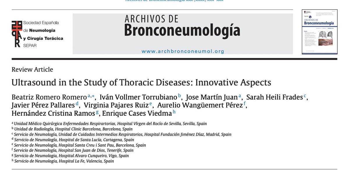 Lectura obligatoria para todos: aspectos novedosos en la ecografia torácica. Un artículo de revisión en el que ha participado la Dra Pajares. 👏👏

pubmed.ncbi.nlm.nih.gov/37996336/
