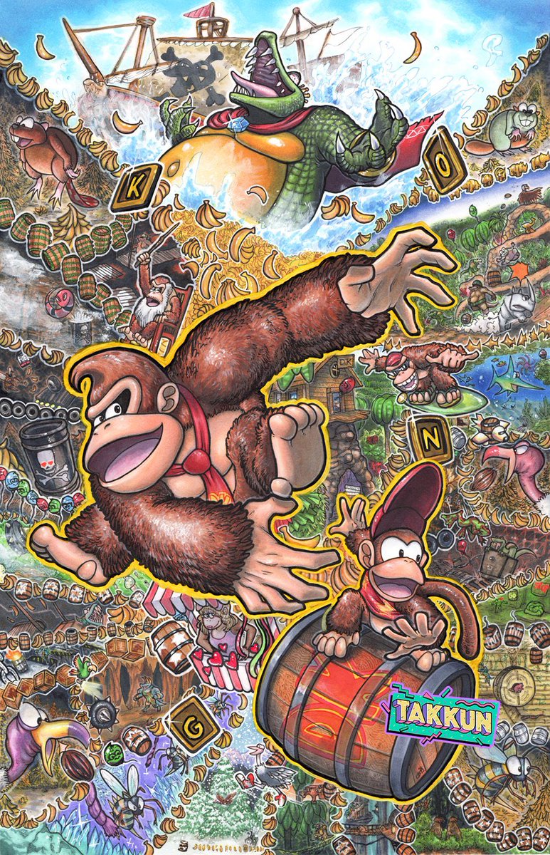 QRT with one of your fav fanart piece you’ve drawn!

It’s tough but I think I’d say it’s this DKC tribute piece I did earlier this year. I definitely want to do more collages like this for other games

#donkeykong #nintendo #diddykong