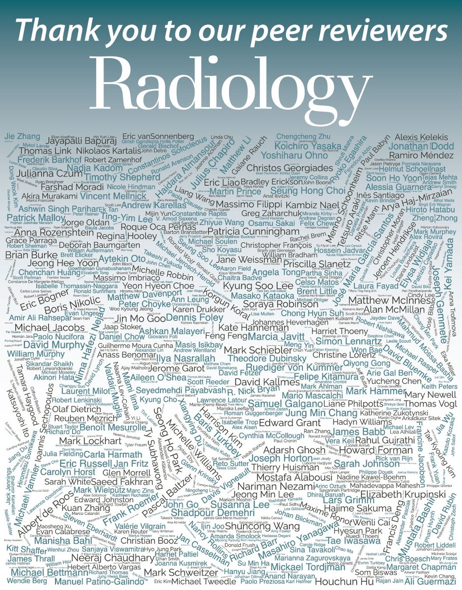 Thank you to our reviewers! This word cloud celebrates Radiology’s peer reviews from the past year. Attending #RSNA23? Stop by the editorial office in the Lakeside Learning Center to see it in person!