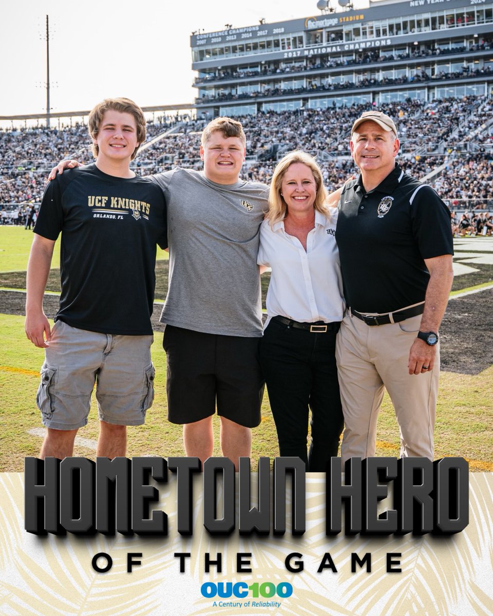UCFKnights's tweet photo. Yesterday’s @OUCreliableone Hometown Hero was Colonel Tubby Shwedo!

He is a former @UCF_Football player and a 31 year U.S. Army Veteran. His oldest son currently attends @UCF and is in the @ucfbhc 👏

Thank you for your service and Charge On! 🫡 https://t.co/m8uXGPAT6Q