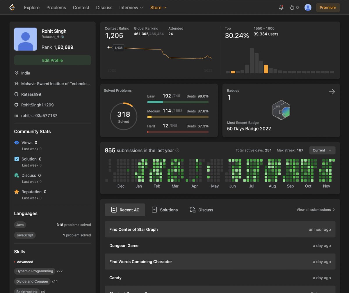RohitSingh11299's tweet image. Day 5 of #365daysofcode: Another productive coding day! 💻 Explored new algorithms, solved challenges, and made progress on ongoing projects. The coding journey continues, one day at a time. 🚀 #ProgrammingAdventure
#dsa 
#Java 
#CodingJourney