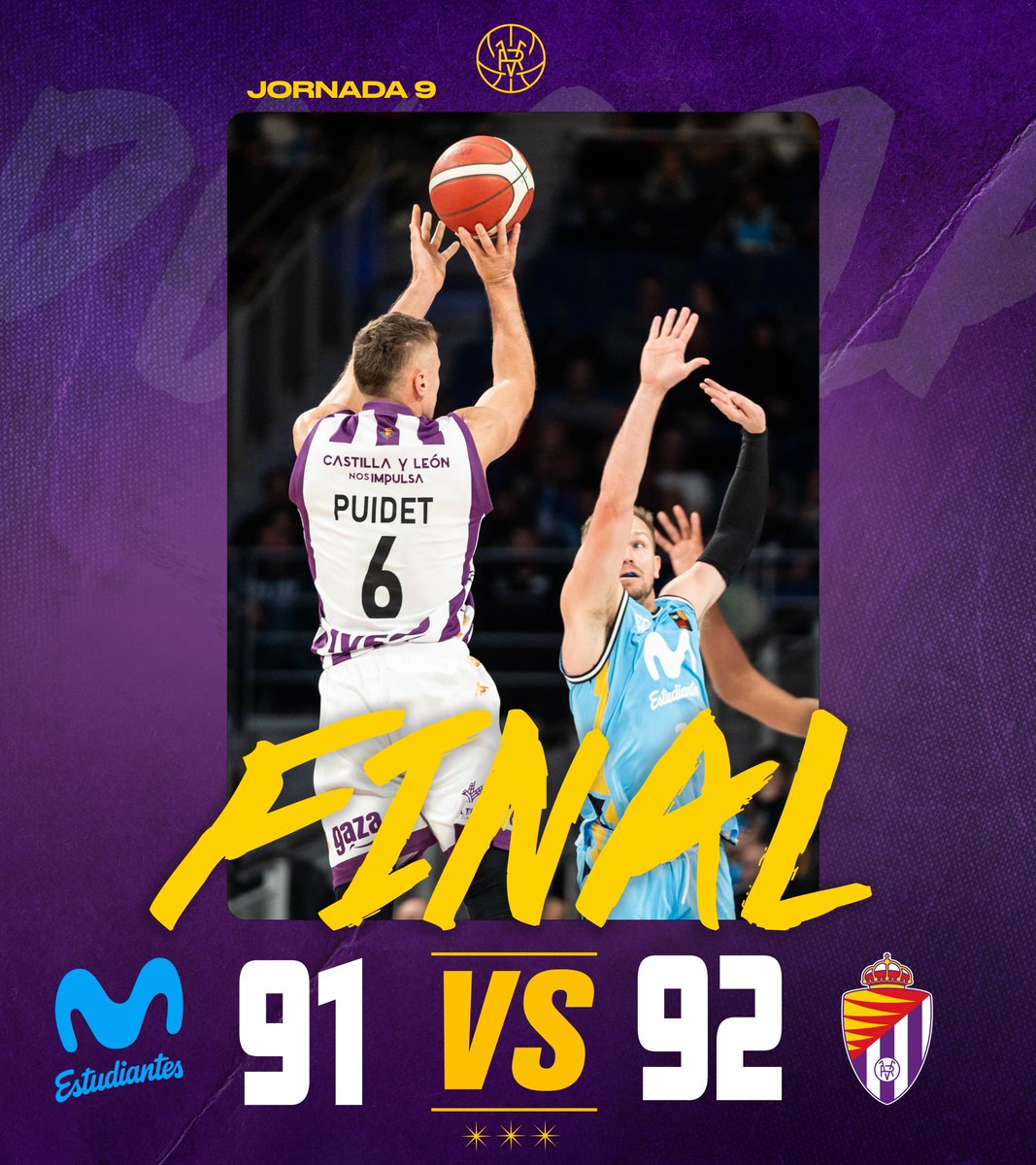 🚨 ¡FINAL, FINAL, FINAL! ¡Qué pedazo de VICTORIA en la cancha del líder!

¡Qué HUEV****, Pucela!

🔵 91 <a href="/MovistarEstu/">Movistar Estudiantes</a>
💜 92 <a href="/UEMC/">UEMC</a> <a href="/RVBaloncesto/">-</a>

🏆 J9 - #LEBOro 
📺 <a href="/LaLigaPlus/">LALIGA+</a>
📊 rvcf.info/3SY0id1

#EstudiantesUEMCRVB
<a href="/UEMC/">UEMC</a> #PucelaBasket