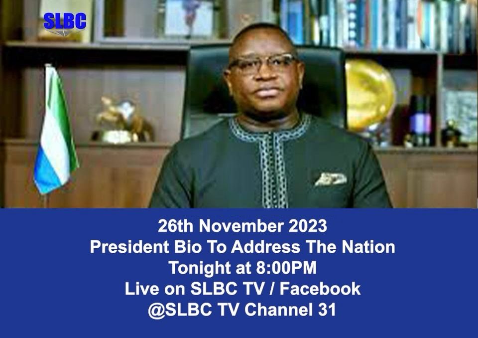 Breaking: His Excellency ⁦<a href="/PresidentBio/">Barram</a>⁩ to address the nation tonight at 8:00pm live on SLBC TV.