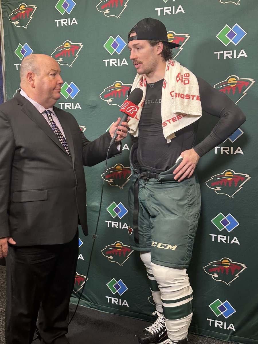 Brandon Duhaime met with @Gorgamatic21 on @BallySportsNOR after the second period. #mnwild