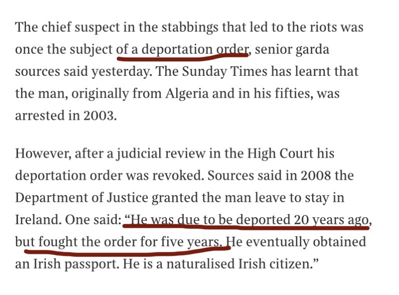 LeilaniDowding's tweet photo. And there we have it.. well done to the Irish government and the NGOs!! It’s now official. He had a deportation order in 2003.. Who helped him fight the deportation order for 5 years?????
This info was being banded about right away. That’s why the irish were so angry. But the MSM hid it till today. https://t.co/GGuspD8akv