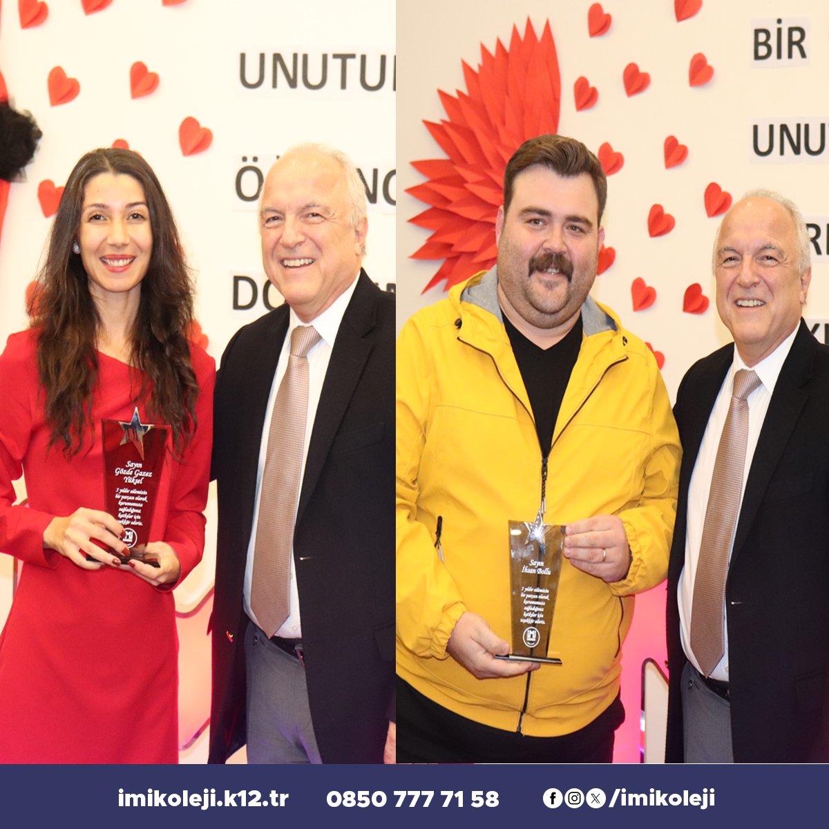 Öğretmenler Günü sebebiyle İMİ Kültür Merkezinde düzenlediğimiz kokteylde, özverili ve değerli çalışmalarıyla 5 yıldır okulumuzun başarısına katkı sağlayan öğretmenlerimize ve idari çalışanlarımıza kıdem plaketleri Yönetim Kurulu Başkanı Erol Gözen tarafından takdim edildi.