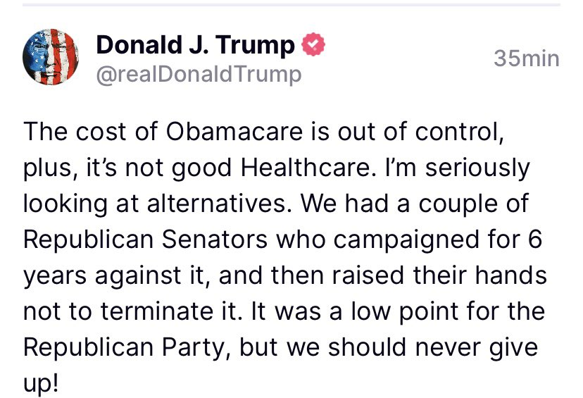 RpsAgainstTrump's tweet photo. Hey Donnie, when will you finally release the "tremendous health care plan" you repeatedly promised for 7 years? https://t.co/rHOCCp0JGd