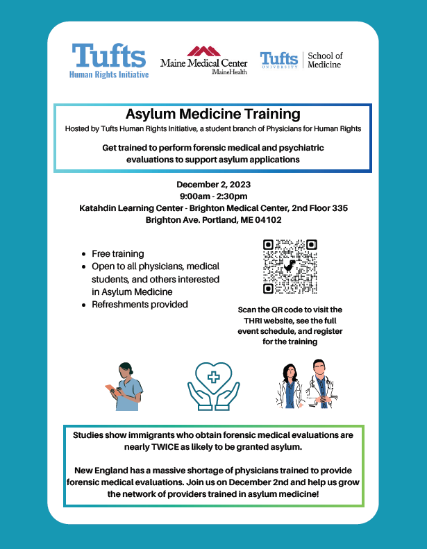 Register for FREE Asylum Medicine Training hosted by Tufts Human Rights Initiative!