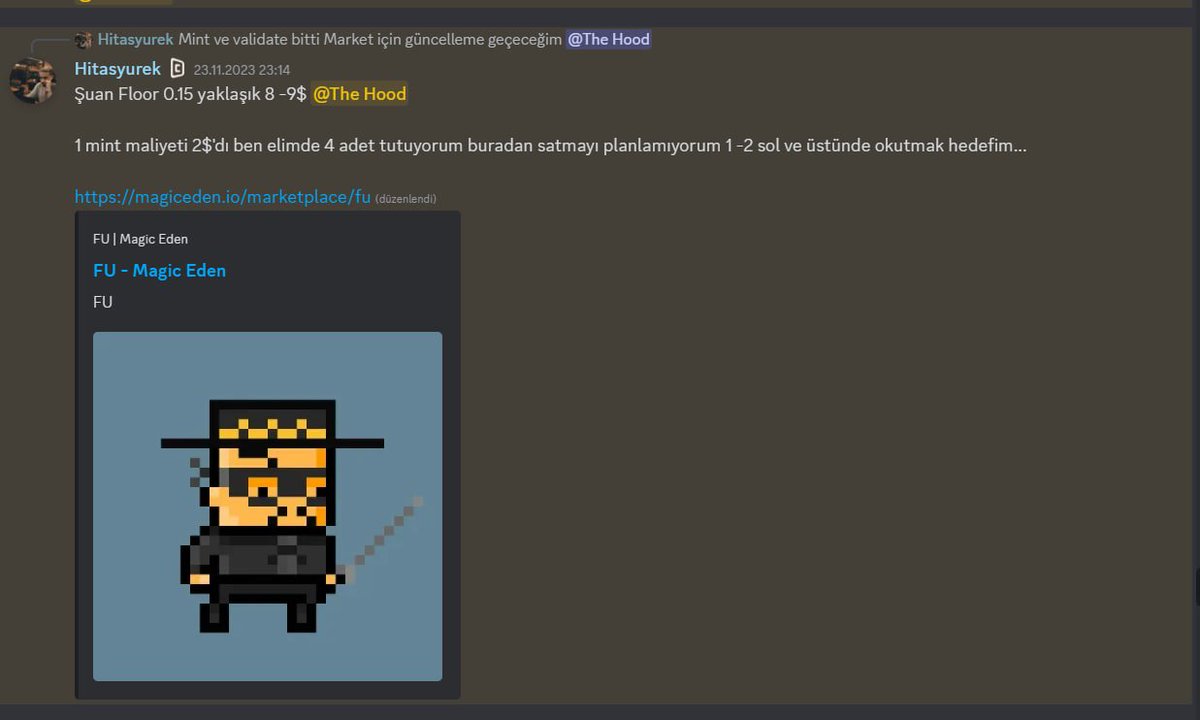 hitasyurek's tweet photo. Birkaç gün önce Alphada hepimizin mintlediği FU'yu Magiceden CDO'su paylaştı ve Token👀çıkacak gibi duruyor.

Ani reaksiyon ile video çekerek ve discord üzerinde bir çok arkadaşa mintlettik 🔥

Mint uzun süre açık kaldı ve 10 adet mintleyen bile oldu. 

Hedefim 2 'soldu Ath 2.2 Sol gördü ve 1.5 - 2 sol arası da uzun süre kaldı 10 mintleyen 10 15 $ ödedi sol için 10 - 12 sol kazandı ve şimdi Airdrop haberi geldi.

Floor 0.4 tekrar buradan girdim aşırı riskli Airdrop için hold edecek gibiyim 2 tanesini 2x'de satıp maliyetsiz devam edeceğim.

Fu Magic Eden: https://t.co/kpZVHKp93P