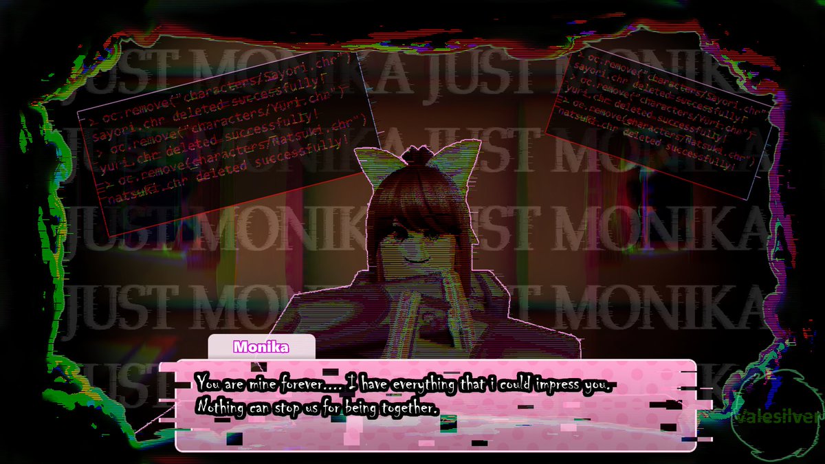 SFWValesilver's tweet photo. "No way to escape her now, huh? Guess you were fated to be with her forever.~ Just Monika.~"
#rr34 #robloxSFW #Dokidokiliteratureclubplus #monikaddlc 
(11/26/2023) https://t.co/1kMbskT4vv