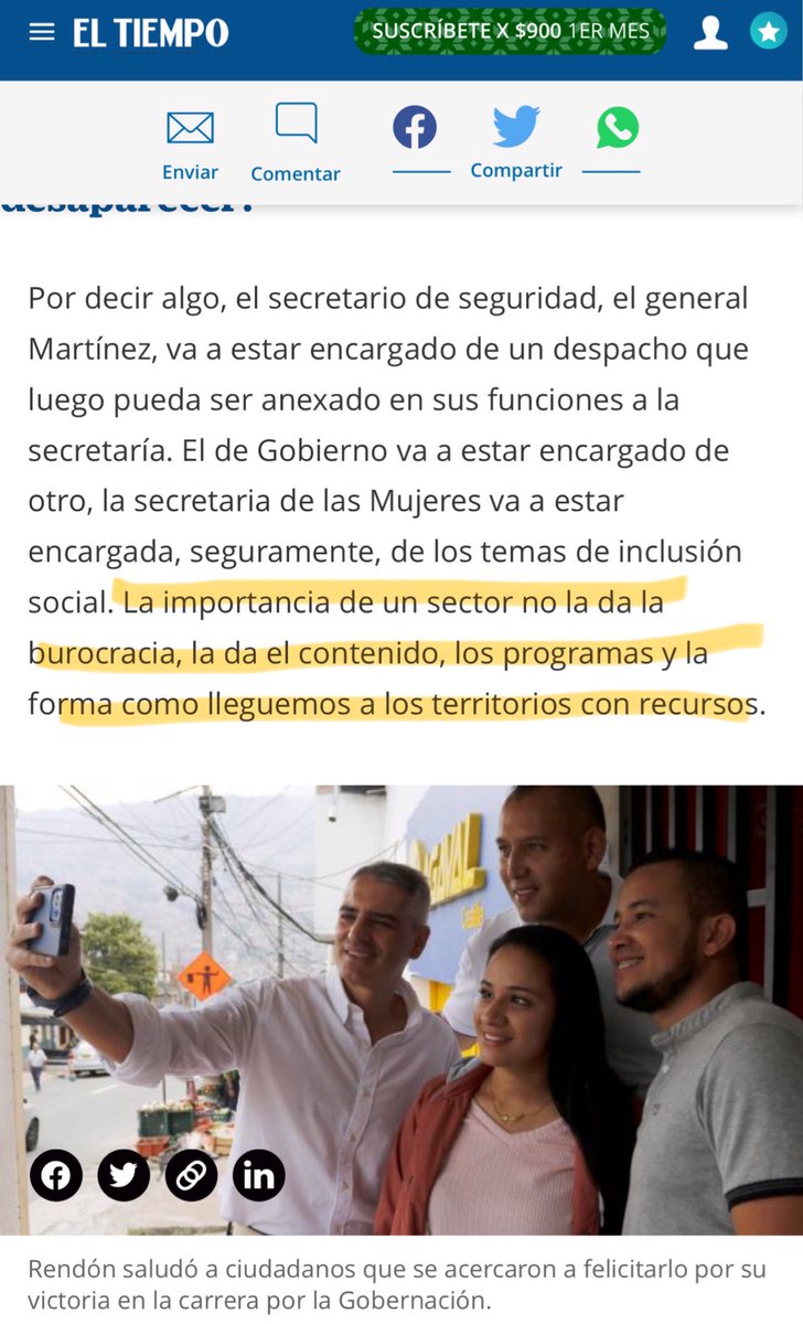 Sobre la propuesta de aligerar la actual estructura de la Gobernación, en busca de austeridad y cuidado de los recursos públicos, la explico en esta entrevista que fue publicada hoy en <a href="/ELTIEMPO/">EL TIEMPO</a>