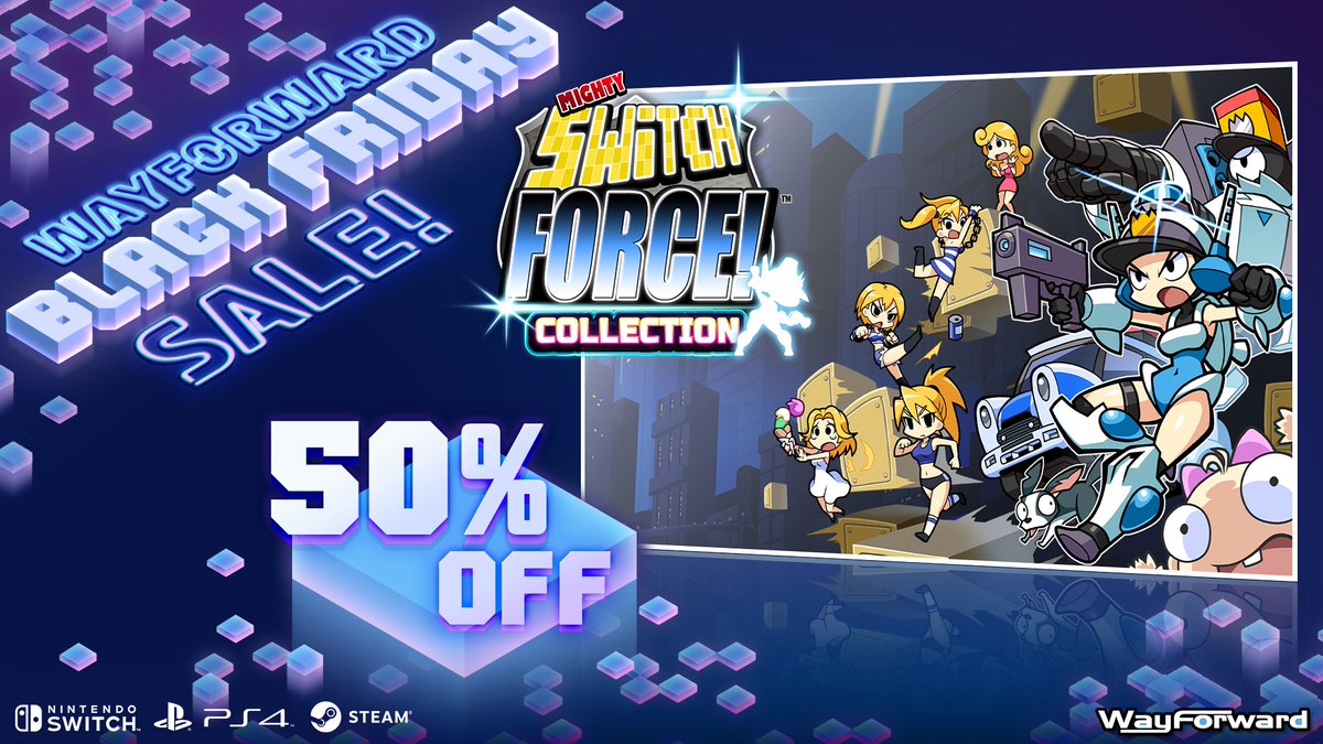 Save 50% on Mighty Switch Force Collection on Switch, PS4, and Steam! Join Officer Wagon for four games' worth of block-switching puzzle-platform action! Switch: bit.ly/MSFC_NOA PS4: bit.ly/MSFC_PS4NA Steam: bit.ly/MSFC_Stm