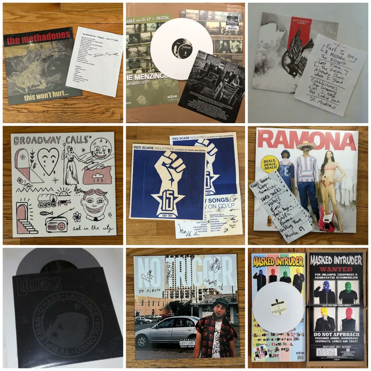 RedScare's tweet photo. Almost time for our annual #CyberMonday Easter Egg Hunt! As you can see, we like to pester the bands to  give us weird stuff. Deanna from @SincereEngineer dropped off some surprises, and in typical Irish fashion, @GoodFriendBand left us a setlist... on a drum head. Happy hunting! https://t.co/QPfi3fr1iZ
