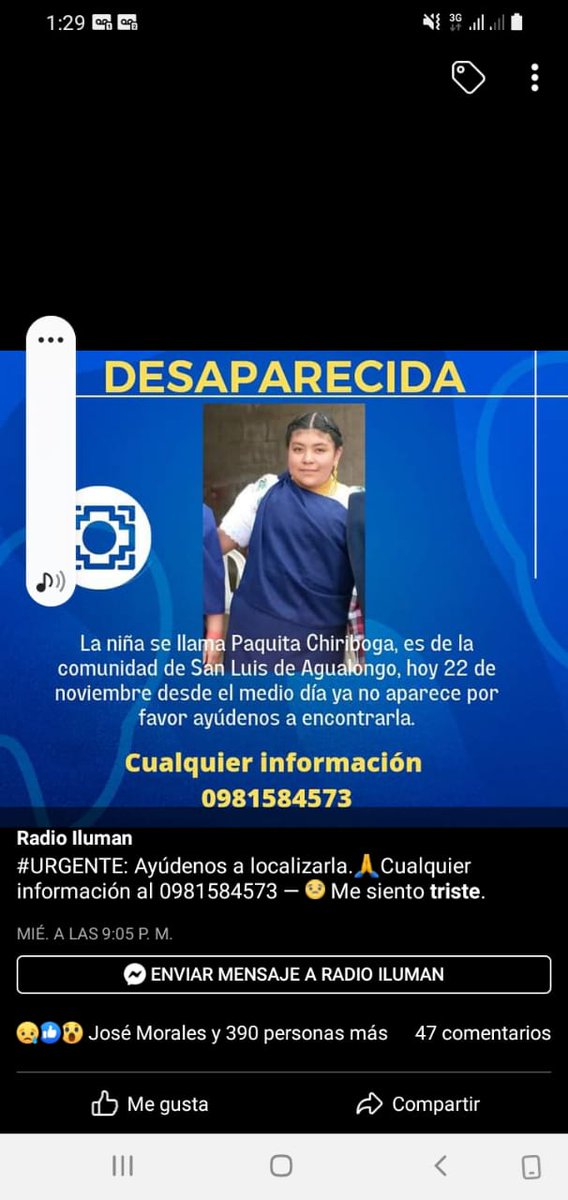 EmergenciasEc's tweet photo. #DesaparecidosEcuador
Ayuden a compartir por favor, gracias https://t.co/pCJylWG8IM