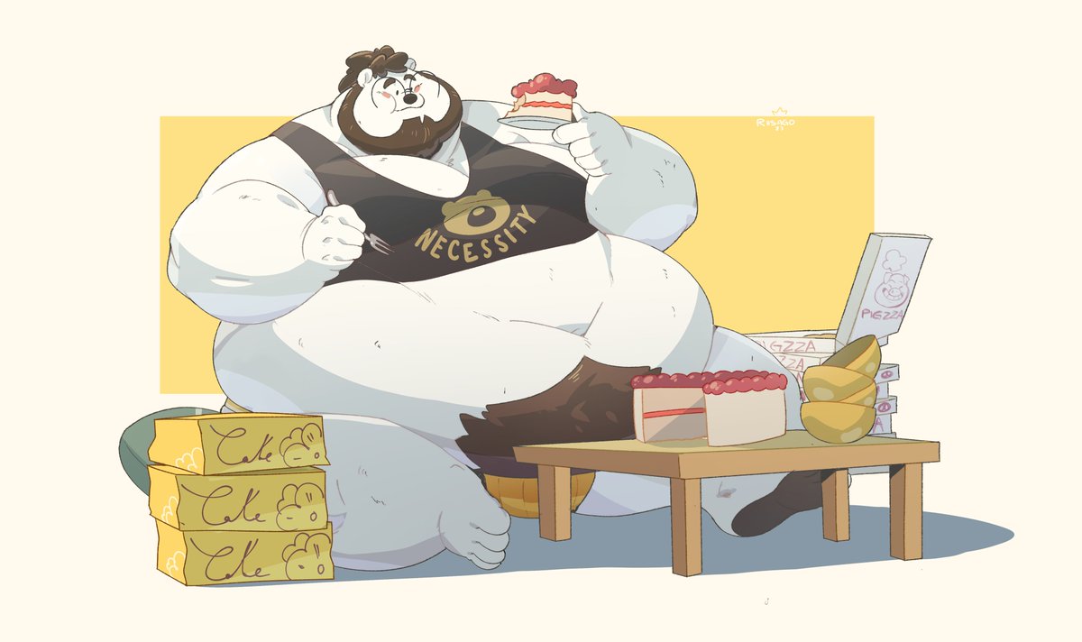 Come and sit down! Before I finish the rest of the food left 🐻✨ Amazing work done by @Riisago 🐻💖