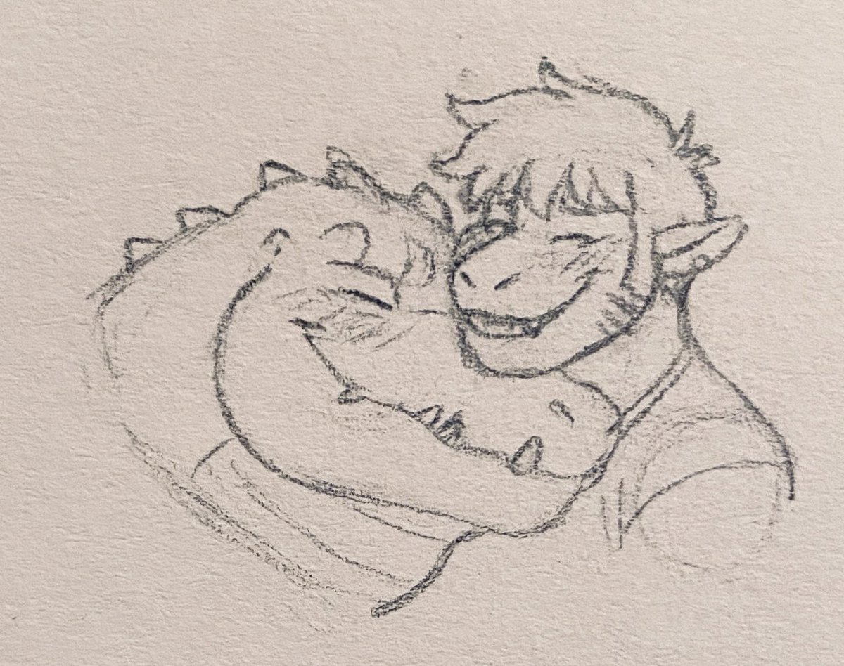 Sketch of Jagged and Cody being cute. Cody belongs to @SwatTheFox