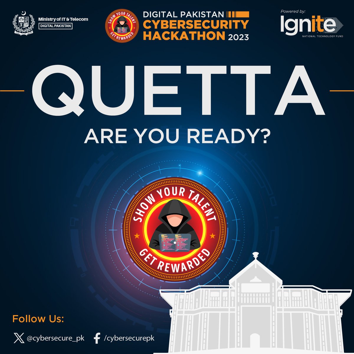 cybersecure_pk's tweet image. 🚀 Quetta! Are you prepared for the #CybersecurityChallenge?🌟The eagerly awaited #QuettaHackathon2023 is scheduled to unfold in the city on Nov 28, 2023! A HACKATHON EXTRAVAGANZA that guarantees to leave you astonished!🤯#Hackathon2023 #DigitalPakistan #Ignite #MOITT