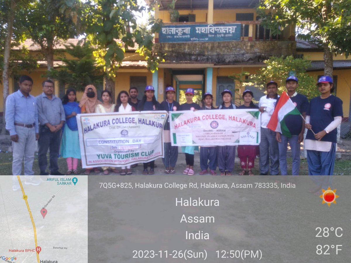 nsshalakaura's tweet photo. 75th Constitution Day of India Observed in Halakura College, Halakura in Dhubri District of Assam, today (26/11/2023). Organised by NSS Unit in Association with Yuba Tourism Club &amp; IQAC of the College. https://t.co/8Ey23Yjt41