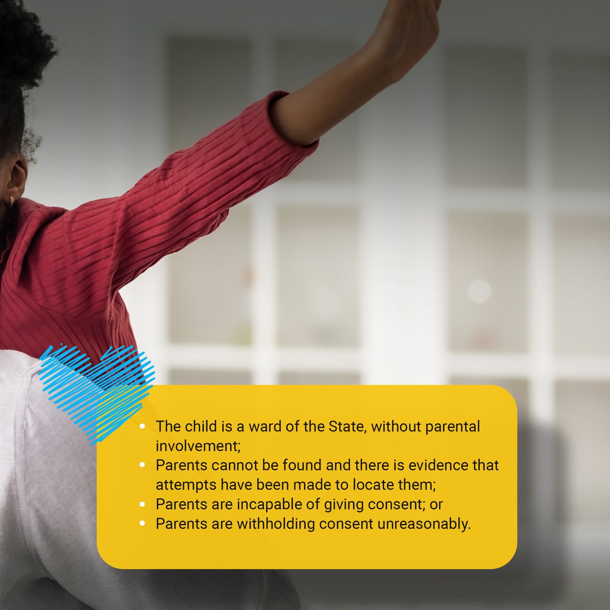 cpfsajm's tweet photo. A critical step in the adoption process is consent; that is an agreement from the biological parents to relinquish their parental rights.
Learn more: https://t.co/SLS5XfITkk
#ConsiderAdoption #ChangingtheMindset #PromotingHealthyRelationships https://t.co/No446jxo5X