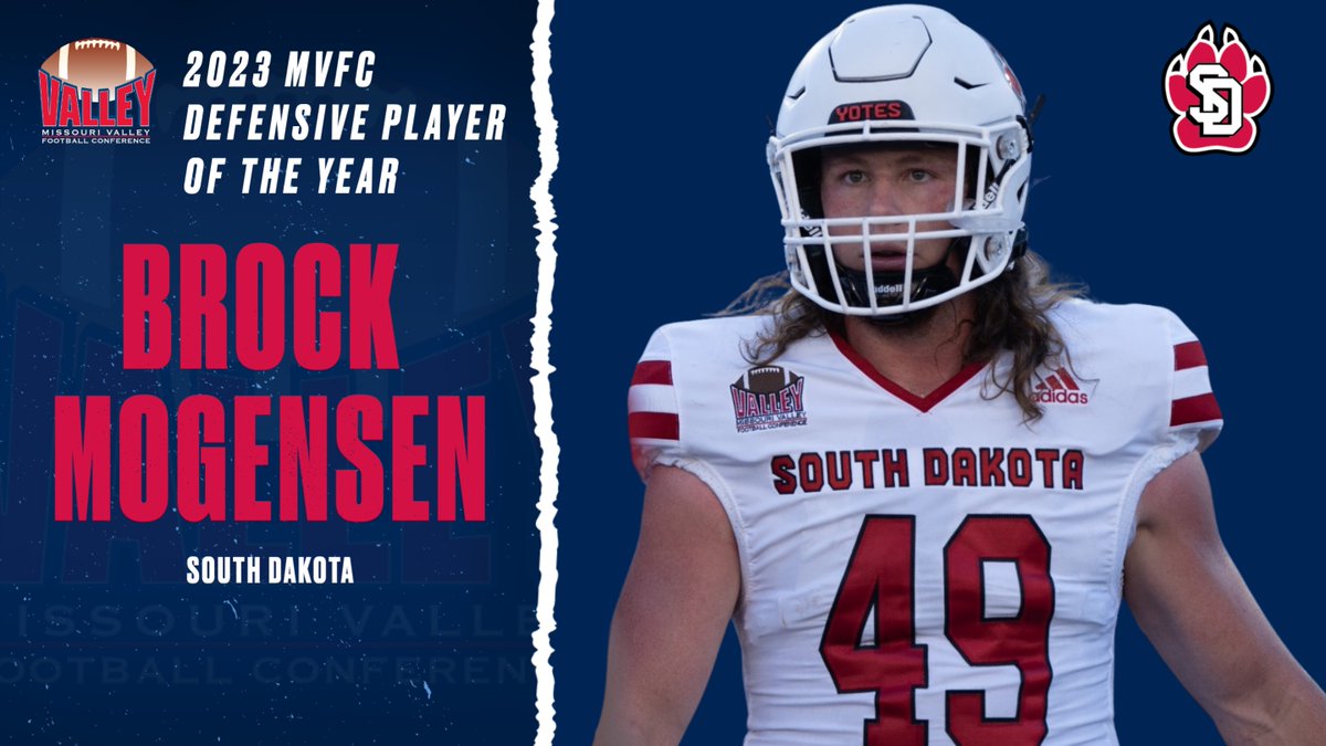 Valley Football (@valleyfootball) on Twitter photo #MVFC Defensive Player of the Year Award goes to <a href="/SDCoyotesFB/">South Dakota Football</a> LB Brock Mogensen -- the Yotes earned the No. 3 overall seed and open the playoffs at home this Saturday vs. Sacramento State.
๐ฝ
bit.ly/47SeNTY #MVFC Defensive Player of the Year Award goes to <a href="/SDCoyotesFB/">South Dakota Football</a> LB Brock Mogensen -- the Yotes earned the No. 3 overall seed and open the playoffs at home this Saturday vs. Sacramento State.
๐ฝ
bit.ly/47SeNTY