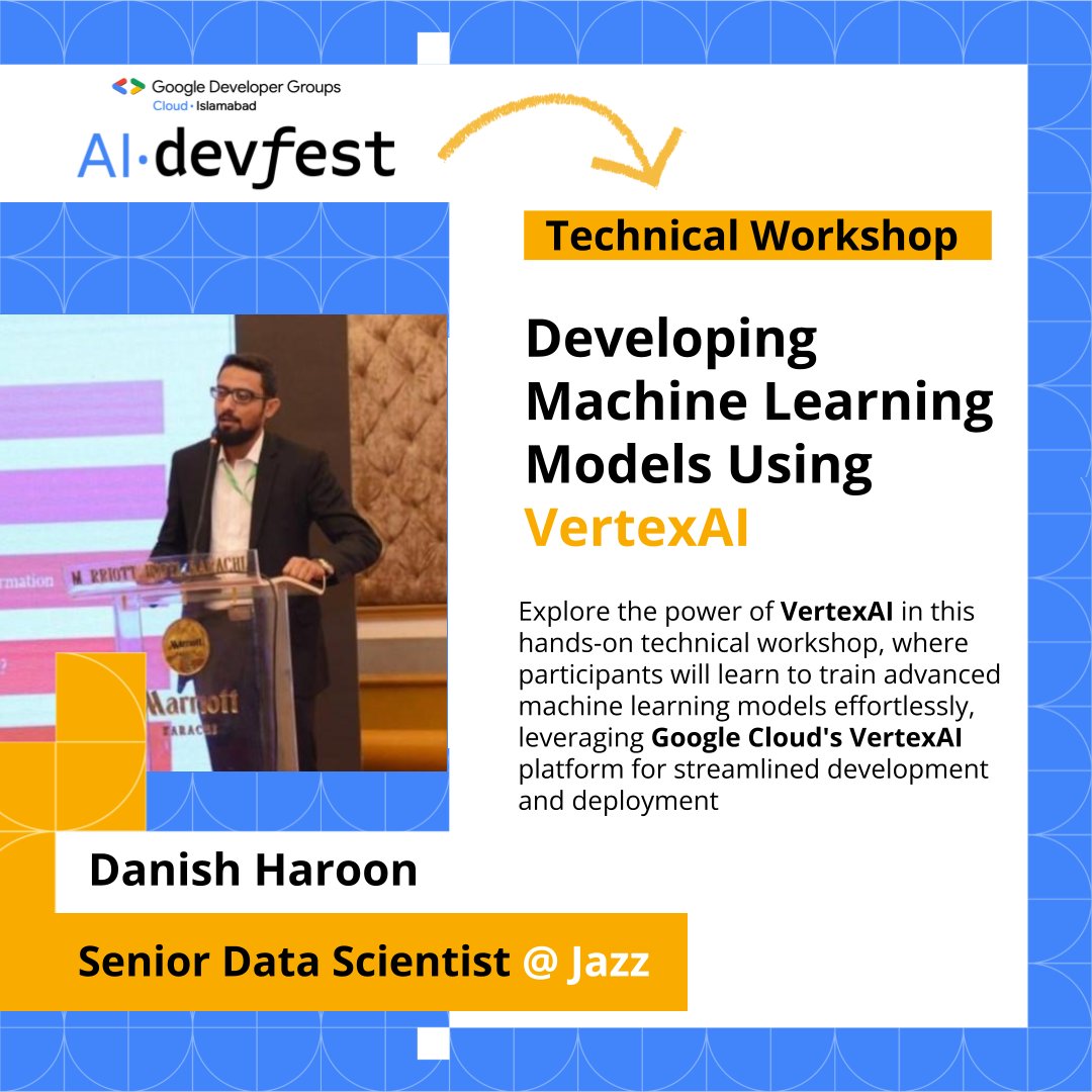 Danish Haroon is a senior data scientist working at Jazz. He has over 8 years of experience working in the domain of data science and machine learning. 

🏛 Venue: Bahria University Islamabad 🏛 
📅 Date: 02-December-2023
🕒 Time: 9:00 am to 6:00 pm