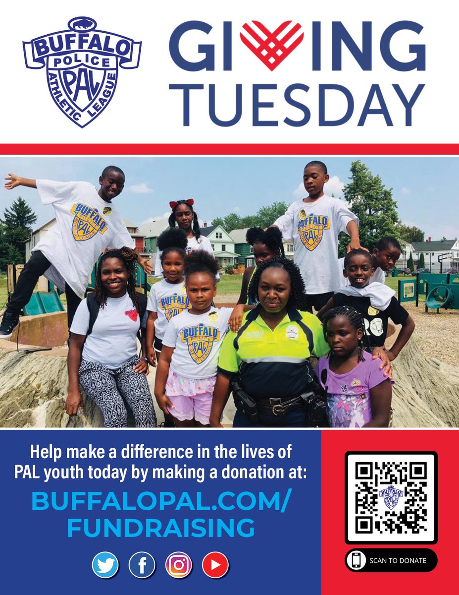 PalBuffalo's tweet photo. GIVING TUESDAY is November 28th please take the opportunity to support Buffalo Youth who participate in the Police Athletic League of Buffalo youth programs.
You can support here:
https://t.co/fVZ1jD1GAf
#BuffaloPAL #CommunityMatters #BuffaloStrong #MakingADifference https://t.co/RHNXcgx9BY