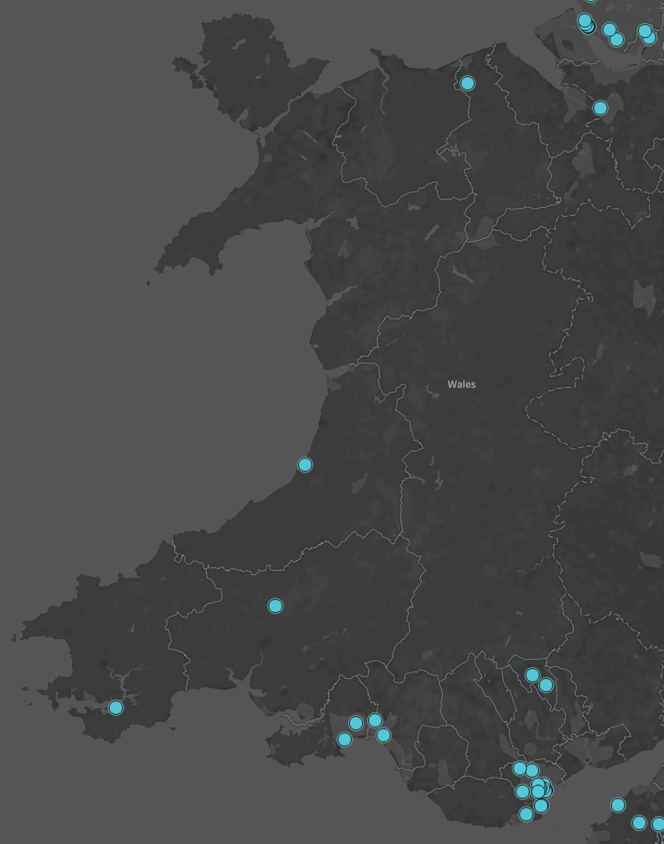 Two big initiatives in Wales.

- £130 million Investment Fund for Wales

- 2 x £160m Investment Zones 

Here's our heatmap of businesses starting their fundraise July-present, located in Wales.
#capitalraising #startups #fundraising #founders #venturecapital #investors #vc